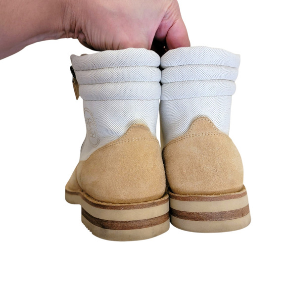 Chanel Beige Suede Canvas CC Combat Boots G30614 Lace Up IT 38 US 7–7.5 - Picture 8 of 13